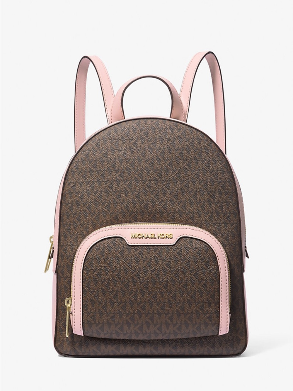 Michael Kors Brown & Pink Signature Logo Backpack